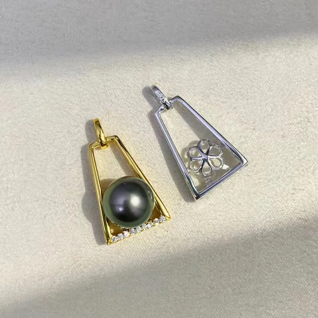 

S925 Sterling Silver Pendant Mount Base Mountings Findings Parts Fittings Accessories for 9-10mm Pearls