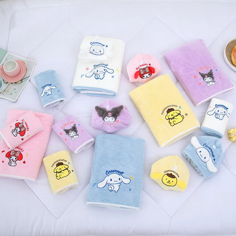 Cartoon Sanrio Towels Set Hand Towels Hair Towels Highly Absorbent Towel For Bathroom Lighter Weight Quickly Dry Super Absorbent