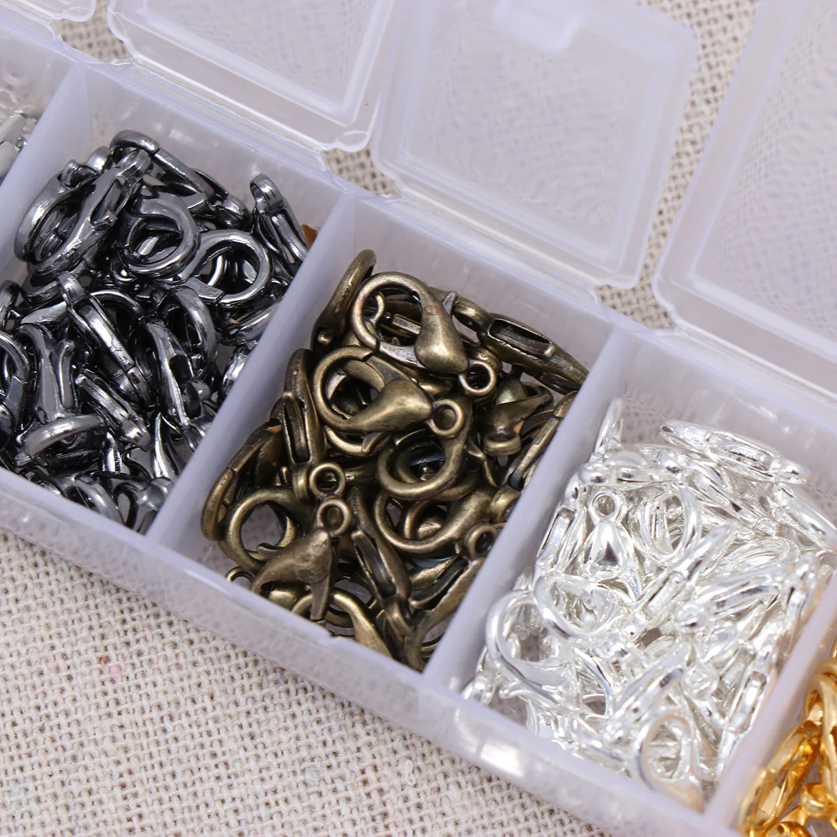 

210pcs Lobster Clasp Combination 7 Colors DIY Jewelry Making Necklace Bracelet Earrings Craft Beads Kit Storage Box
