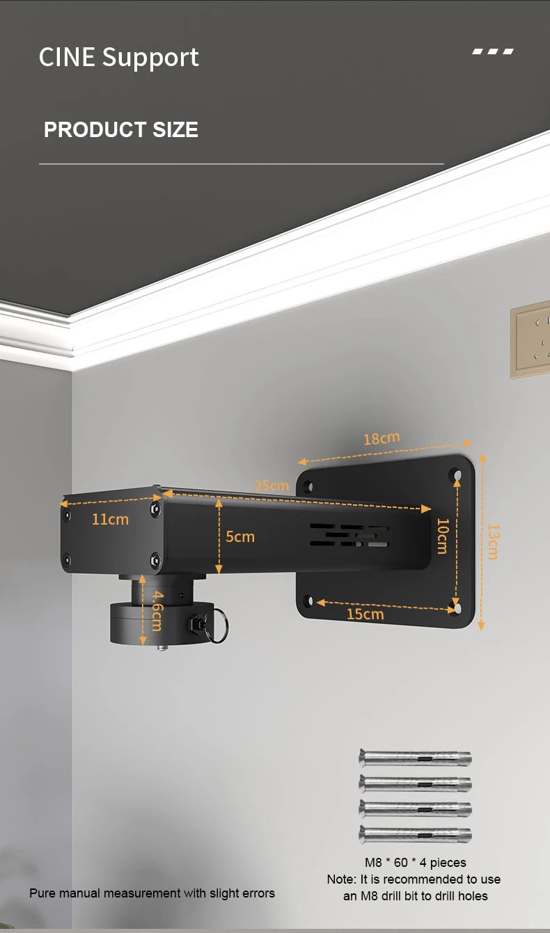 DAHUI Verstellbare Projektor-Wandhalterung mit Verstecktem Adapter-Bereich für XGIMI RS10Ultra Dangbei X5s JMGO N3 Gimbal-Projektorständer – Detail 8