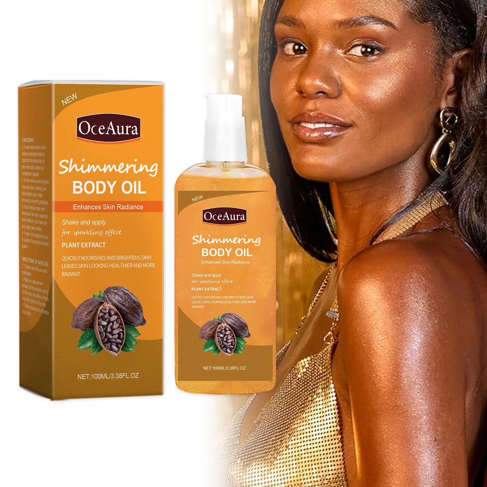 

OceAura Shiny Moisturizing Body Oil Moisturizes And Nourishes The Body Daily Care Full Body Massage Essential Oil 1pcs