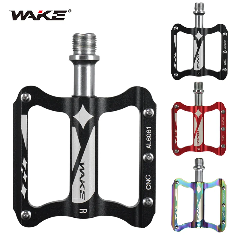 Wake Mountain Bicycle Pedal Accessories DU+ Bearing Seal Ultralight Footboard Aluminum Bike Pedals Anti Slip for MTB Road Bike