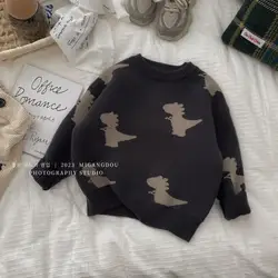 Boys' Sweater Autumn Outfit New Western-style Baby Casual Pullover Knitted Sweater Autumn and Winter Trendy Children's Top