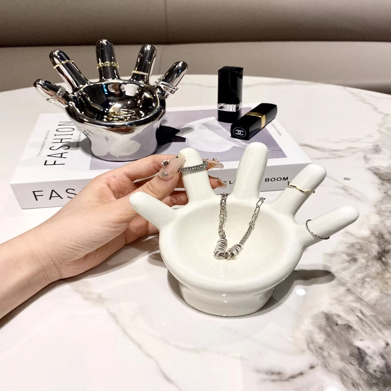 

Jewelry Organizer Palm-shaped ring holder storage rack ceramic decorative item display stand for arrangement and photography