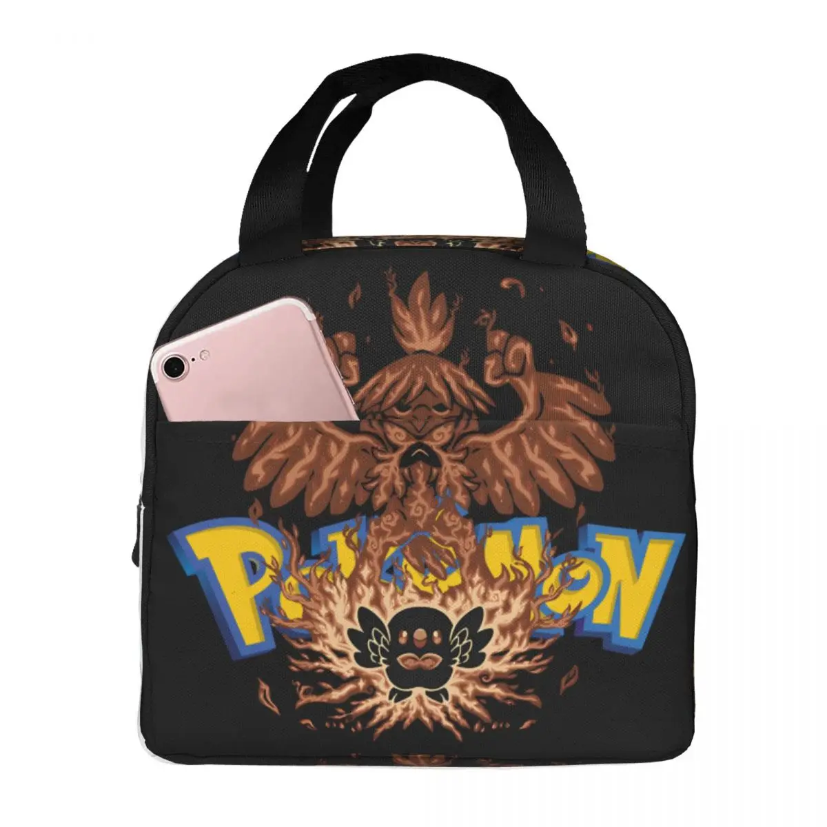 For Men Kid Lunch Food Box Silhouette Fighting Owl Evolution Thickened Handheld Pokemon ToteHand BagSchool