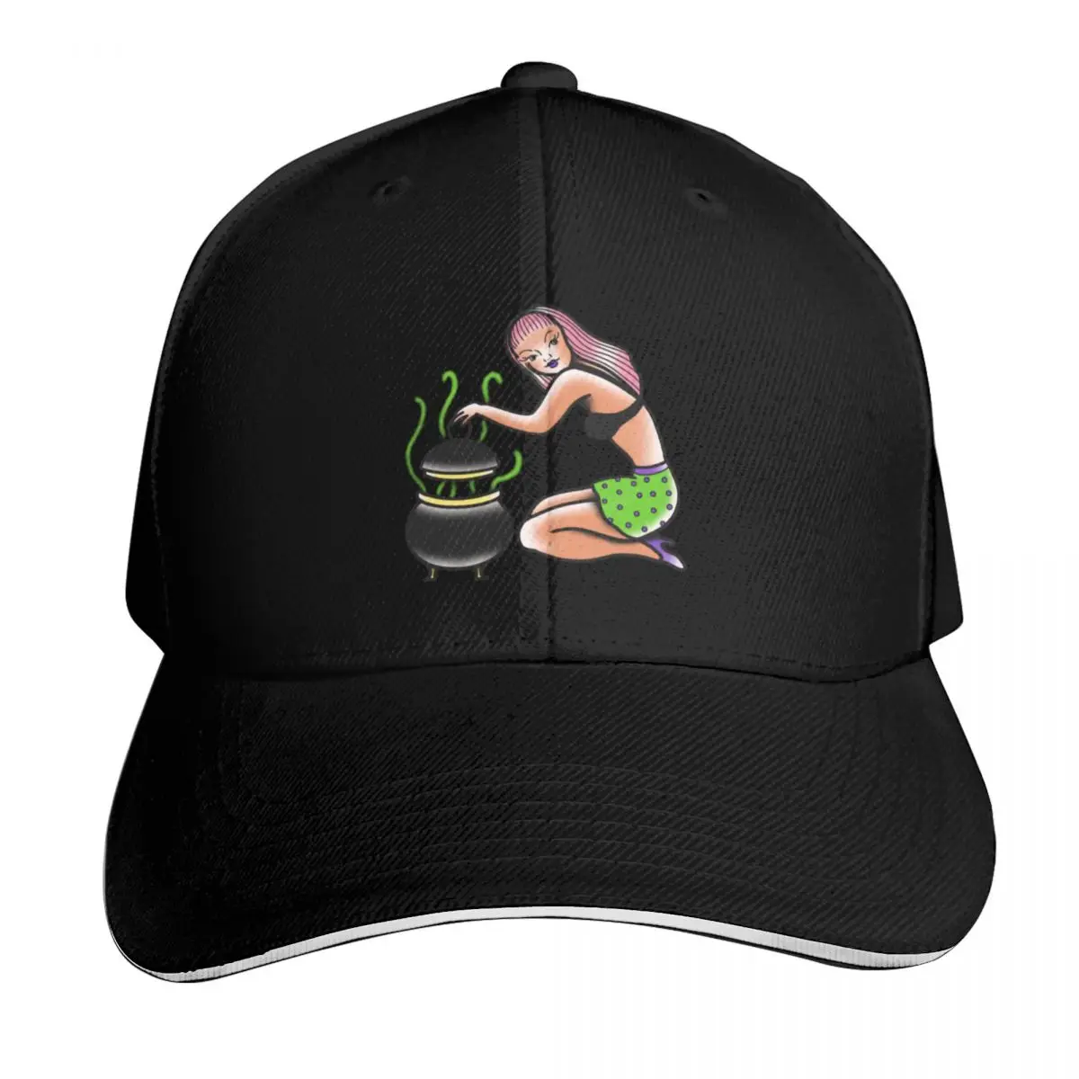 Traditional Tattoo Lady Witch Baseball Cap Unisex for Men Women Outdoor Golf Running Hiking Summer Beach Travel