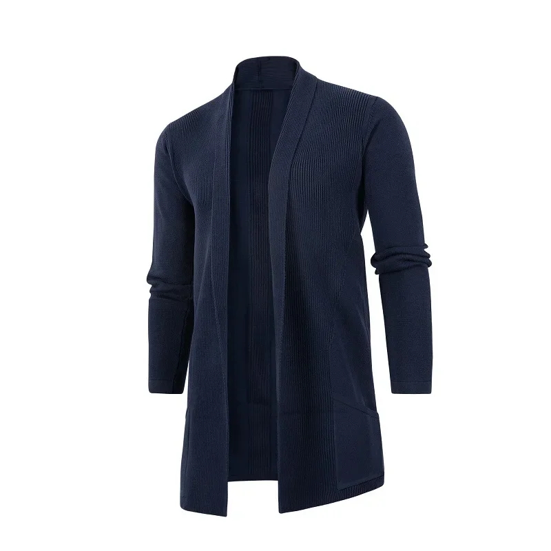 Men’s Mid-Length Knitted Sweater Casual Slim Fit Cardigan Coat Large Size Korean Style Spring Autumn Season Outerwear 2 Men's Mid-Length Knitted Sweater Casual Slim Fit Cardigan Coat Large Size Korean Style Spring Autumn Season Outerwear 2