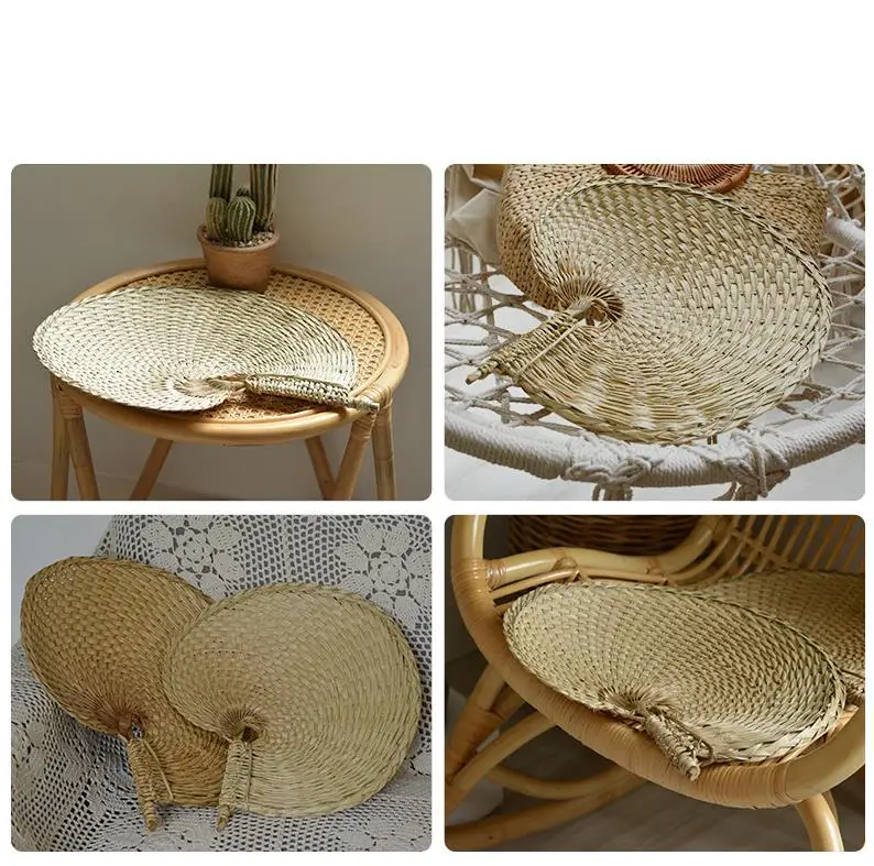 50pcs Chinese Style Handmade Fan Natural Hand Weaving Palm Leaf Fan Home Decor Vintage Summer Cool Fan 40*36cm ni67