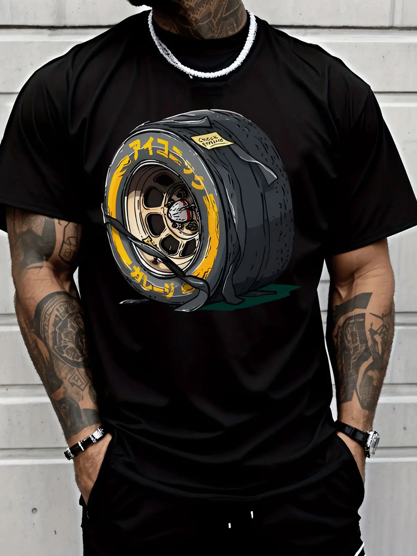 Men Short Sleeve T Shirt Racing Tire Wheel Graphic Tee Car Sport Print Tops Summer Soft Cotton Casual Street Wear For Adult Male