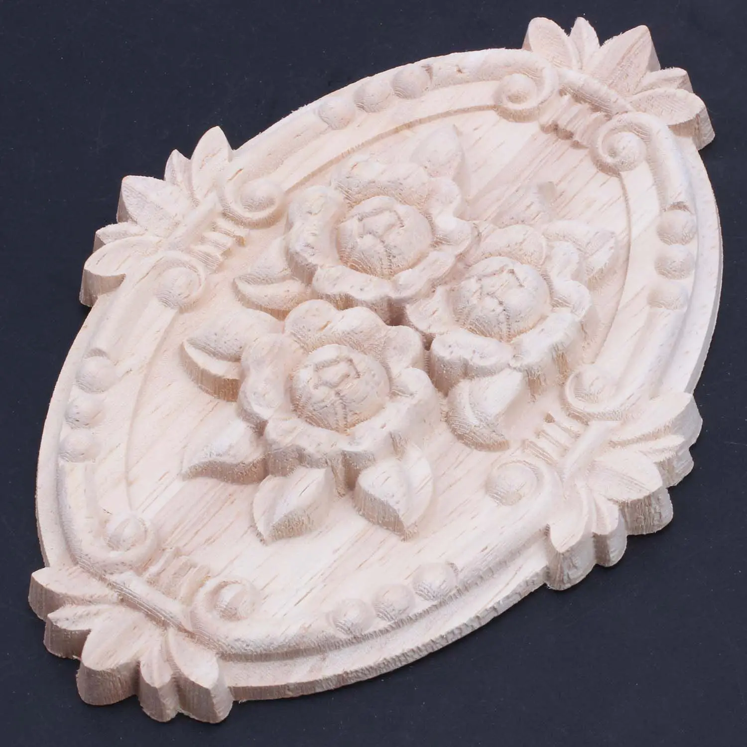 SLQZT Retro Wood Ornament Applique Carving Ornament for Cabinet Door Furniture Decoration(13X9cm)