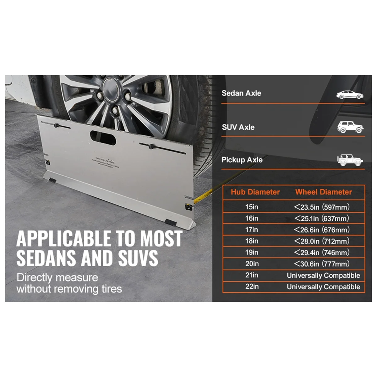 ABJZ Herramienta de alineación de ruedas Herramienta de alineación Placas de puntera con 2 cintas métricas Placa de herramienta de medición de ángulo del dedo del pie