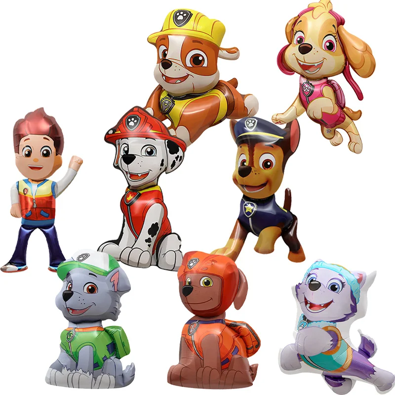 45 Zoll Riesiger Stehender Paw Patrol Ballon Cartoon Chase Folienballon für Kinder Jungen Geburtstagsparty Deko Paw Patrol Themen-Zubehör
