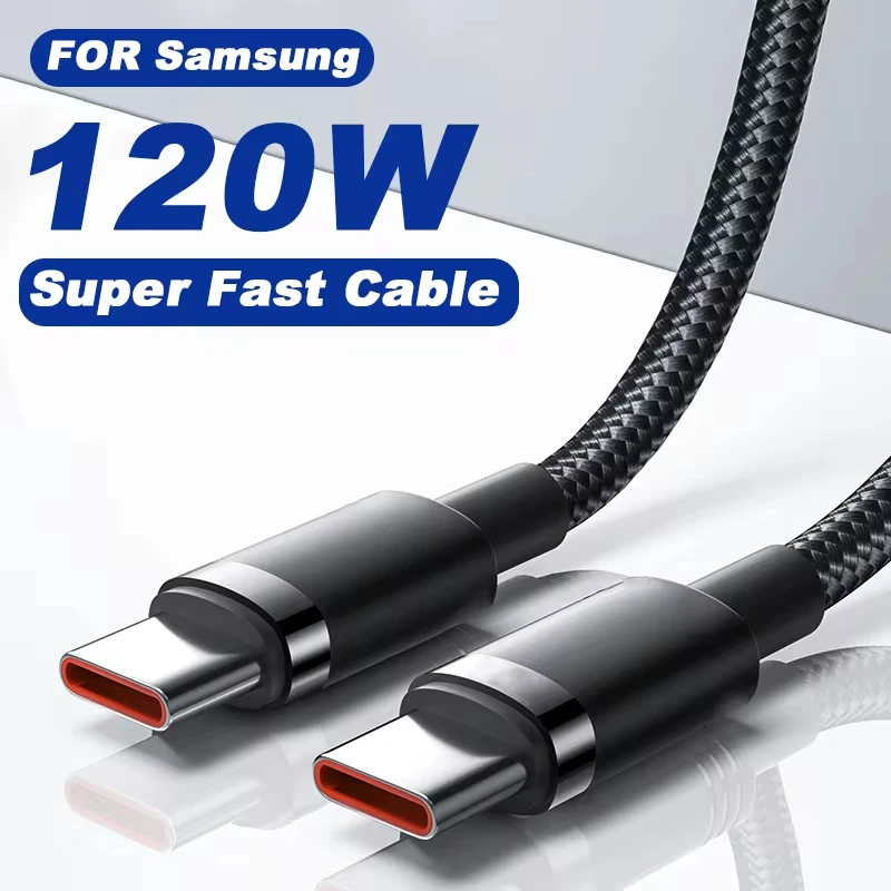 PD 120w USB Type C Cable Supe Fast Charging Cable Type C For OnePlus 9 9R N10 Samsung S24 Xiaomi iPad 10 MacBook Max