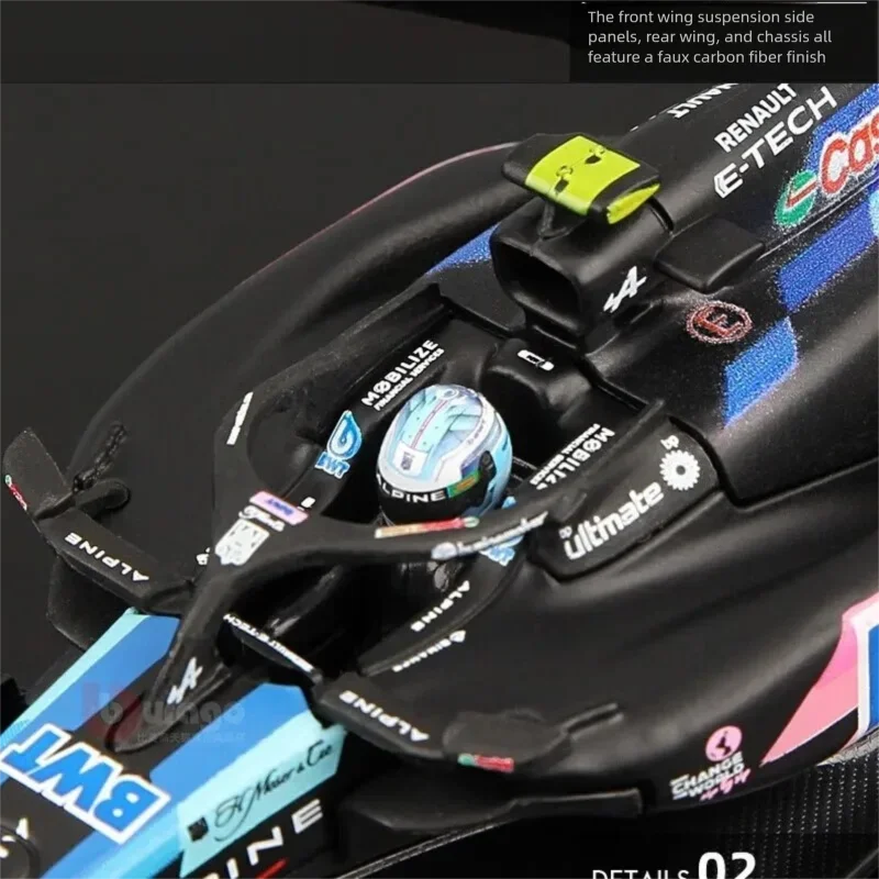 Bburago 1:43 BWT Alpine F1 Team A524 Alloy Diecast Model Car High Simulation Formula Racing Collectible Display Gift - view 6