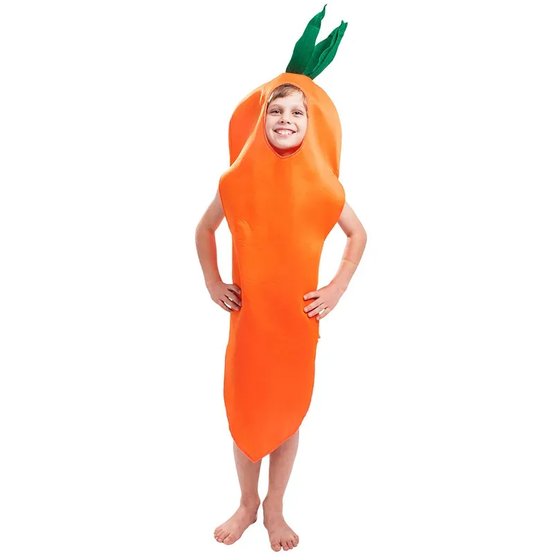 

Umorden Unisex Vegetable Carrot Costume Tunic Sponge Suit Child Kids Boys Girls Funny Purim Halloween Party Fancy Dress Cosplay
