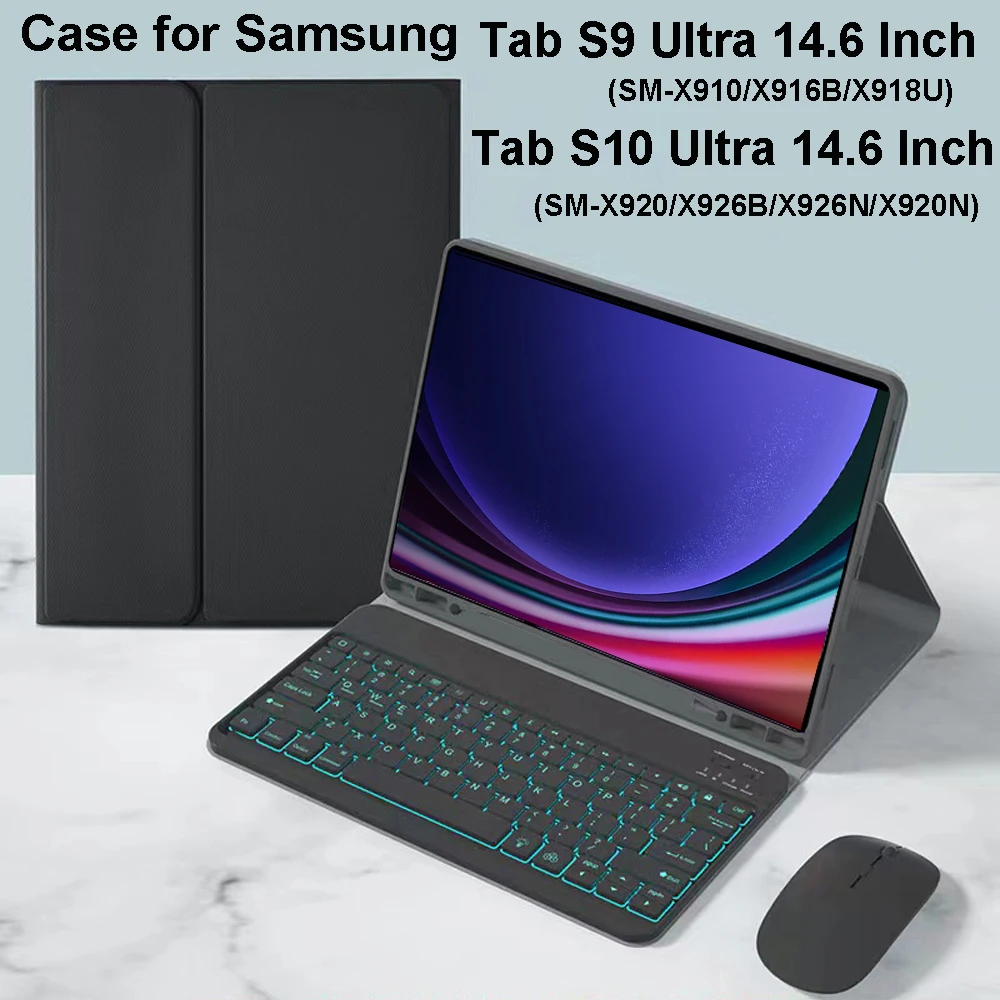 

Чехол для Samsung Galaxy Tab S9 Ultra 14,6 дюйма, чехол с Bluetooth-клавиатурой для Samsung Tab S10 Ultra 14,6 дюйма 2024