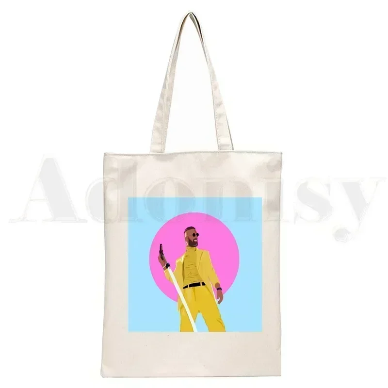 Maluma Hawai Print Canvas Shoulder Tote Bag for Women Reggaeton Singer Handbags Eco Reusable Shopping Bag Fashion Ulzzang Bags