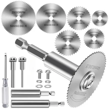 HSS High‑Speed‑Steel Saw‑Blade Kit 1/4in Hex Shank Multi‑Purpose Rotary‑Tool Cutting Wheel for Wood Metal Plastic