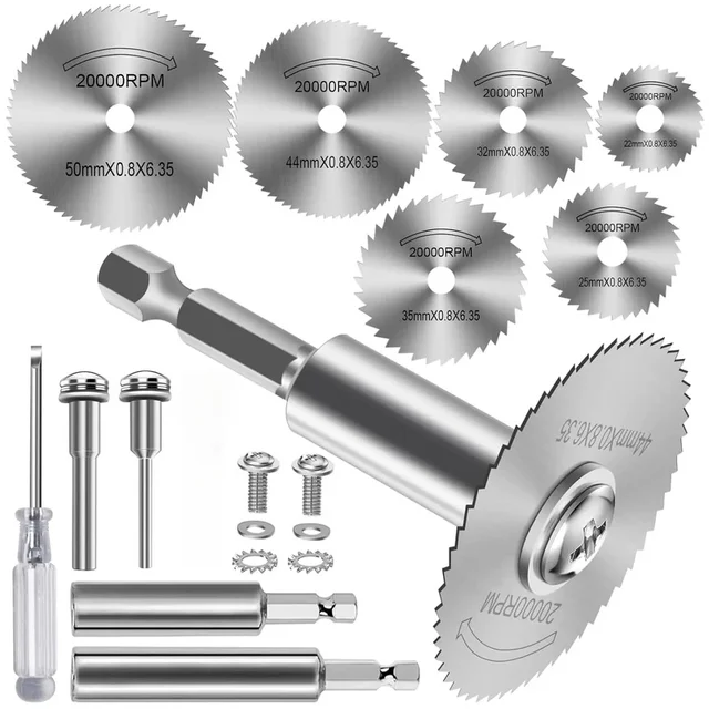 HSS High‑Speed‑Steel Saw‑Blade Kit 1/4in Hex Shank Multi‑Purpose Rotary‑Tool Cutting Wheel for Wood Metal Plastic