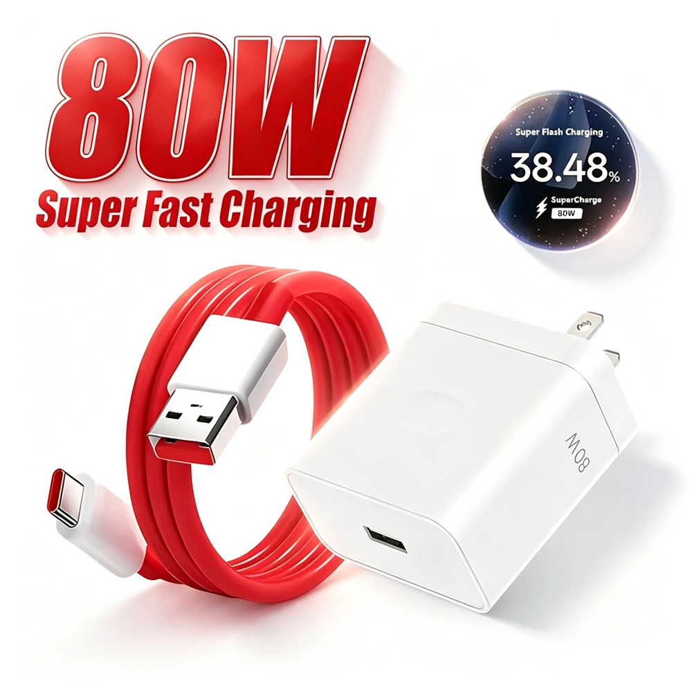 US Plug 80W Super Fast Charger For OnePlus 9 9R 10 Pro 11 12 13 15 Nord 2T 3 4 5 N30 N200 N300 5G USB Type C Charging Cable