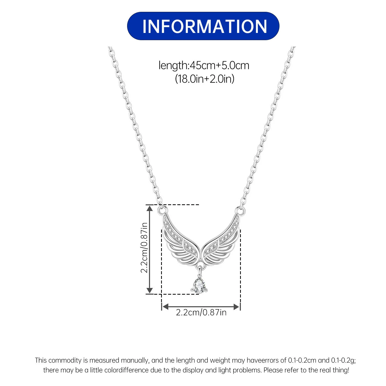 Orstarry Halskette mit hohlen Flügeln und Quasten aus 925er-Sterlingsilber, Wassertropfen-Anhänger, Halskette für Frauen, Geburtstagsgeschenke, edler Schmuck – Detail 6