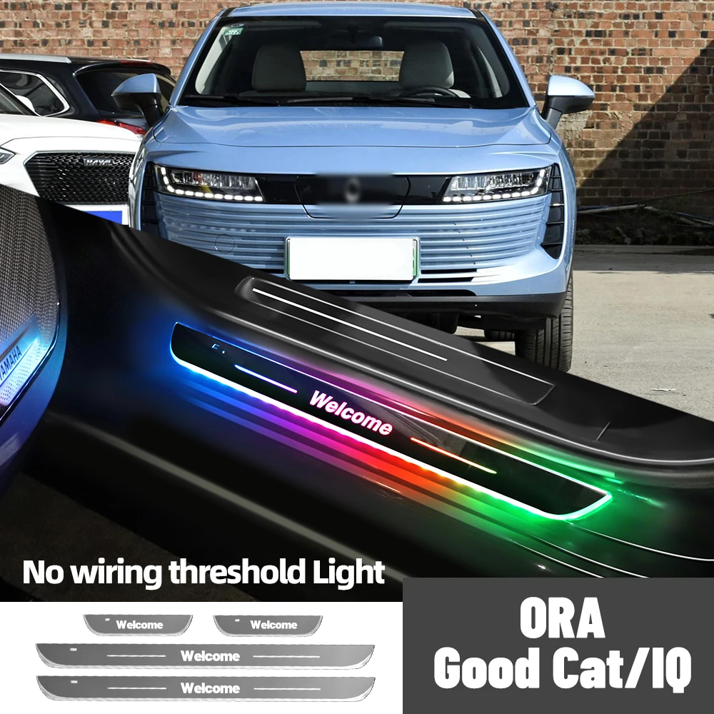 

For Great Wall ORA Good Cat IQ 2018-2023 2022 Car Door Sill Light Customized Logo LED Welcome Threshold Pedal Lamp Accessories