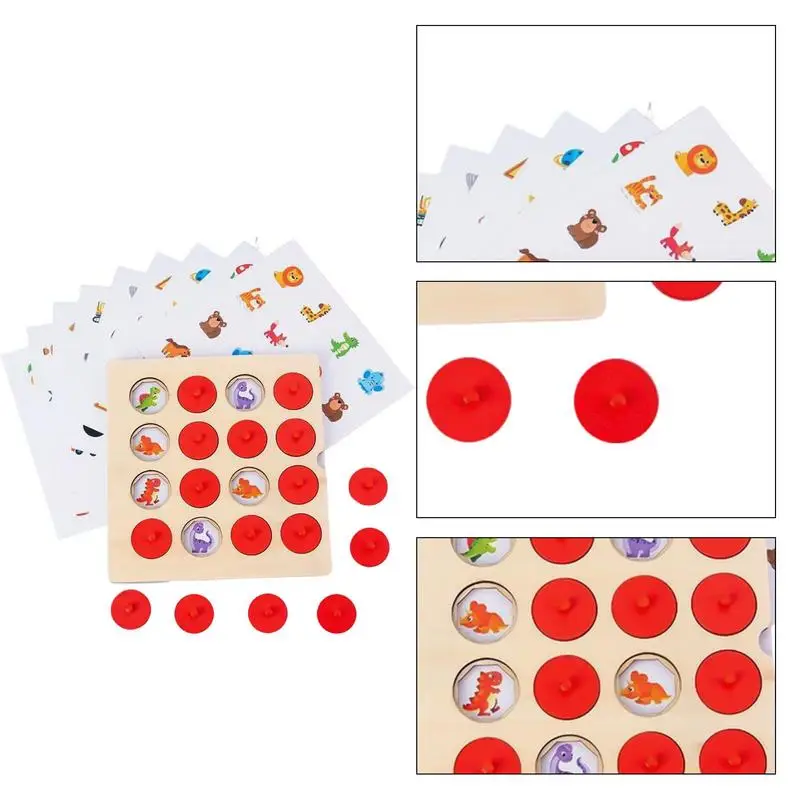 Jogo de xadrez de memória de madeira jogo de correspondência de memória com 10 cartas imagens de memória correspondência cérebro teasers brinquedos montessori para meninos meninas