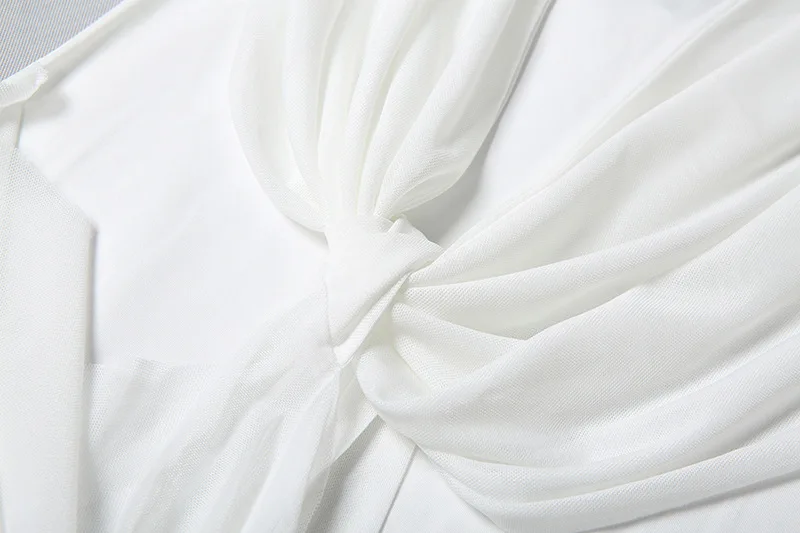 تويست Ruched غير المتكافئة شبكة كيب حورية البحر ماكسي فستان الحفلات المرأة أنيقة الصلبة س الرقبة كم كامل Bodycon ثوب مسائي الجلباب