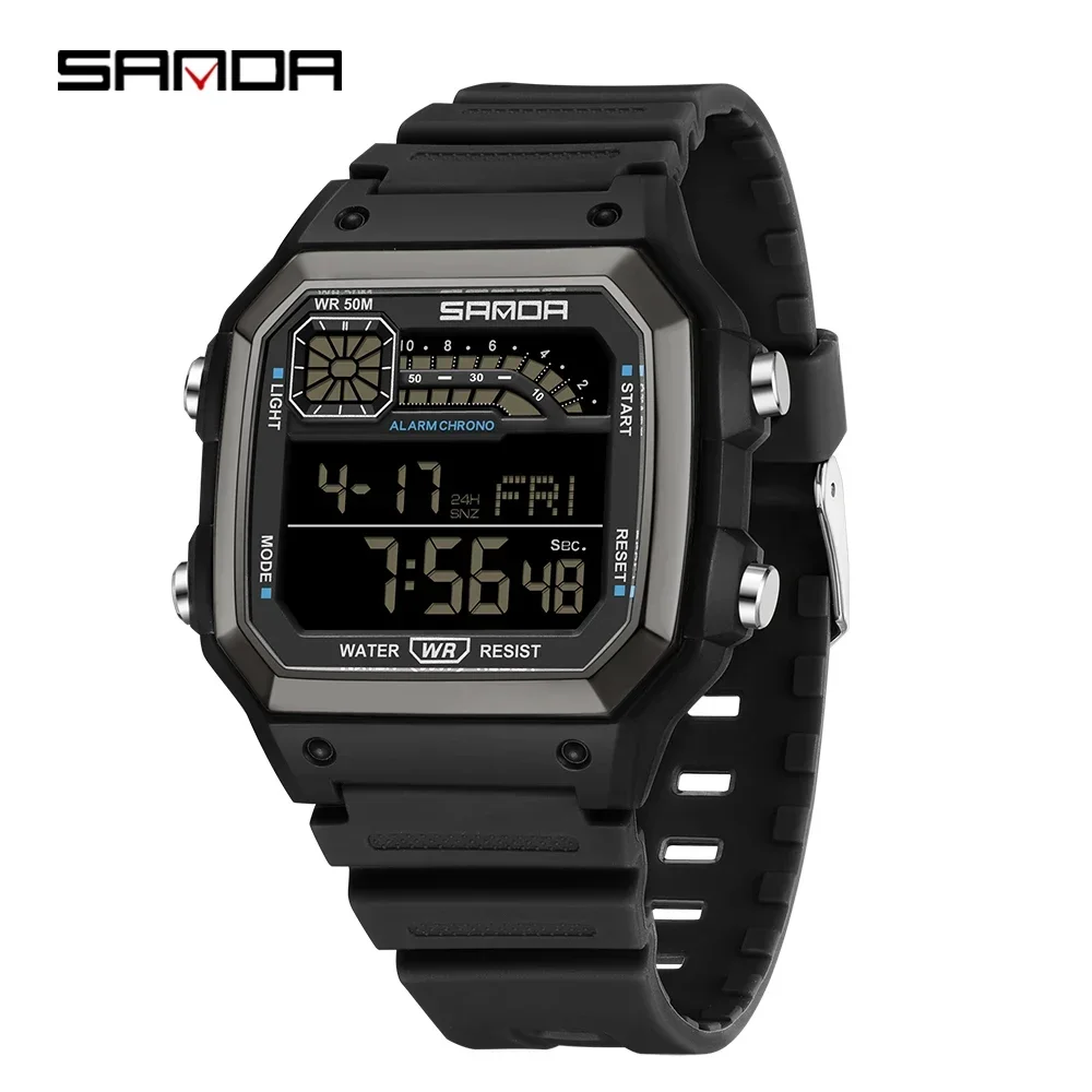 

SANDA 6196 Sports Men's Lightweight Square Classic Fashion Electronic Rel ó gio mulher Electronic Night Glow Waterproof Watch