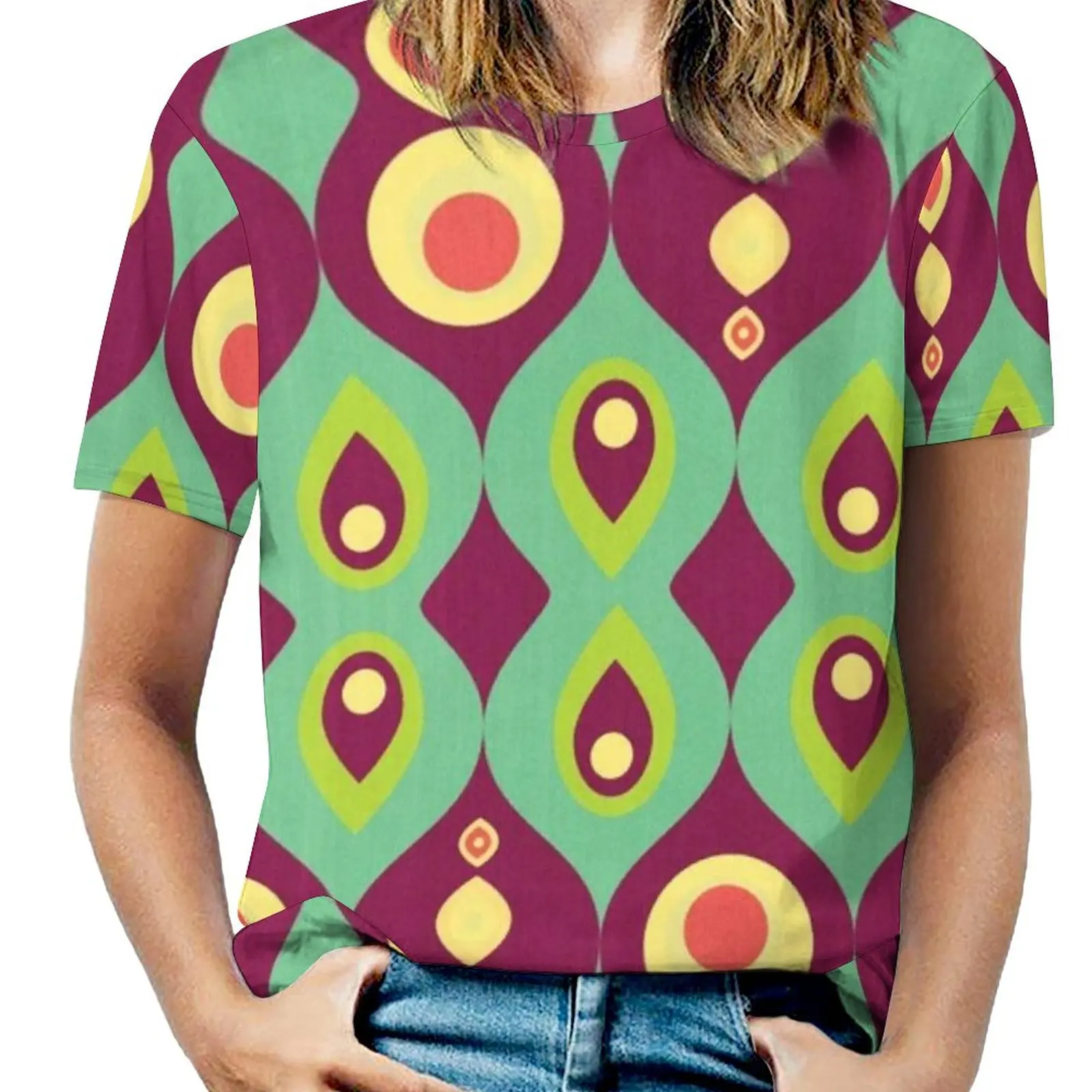 

1001 Nights Woman'S T-Shirt Spring And Summer Printed T Shirts Crew Neck Pullover Top Abstract Nature Vintage Pattern 1001