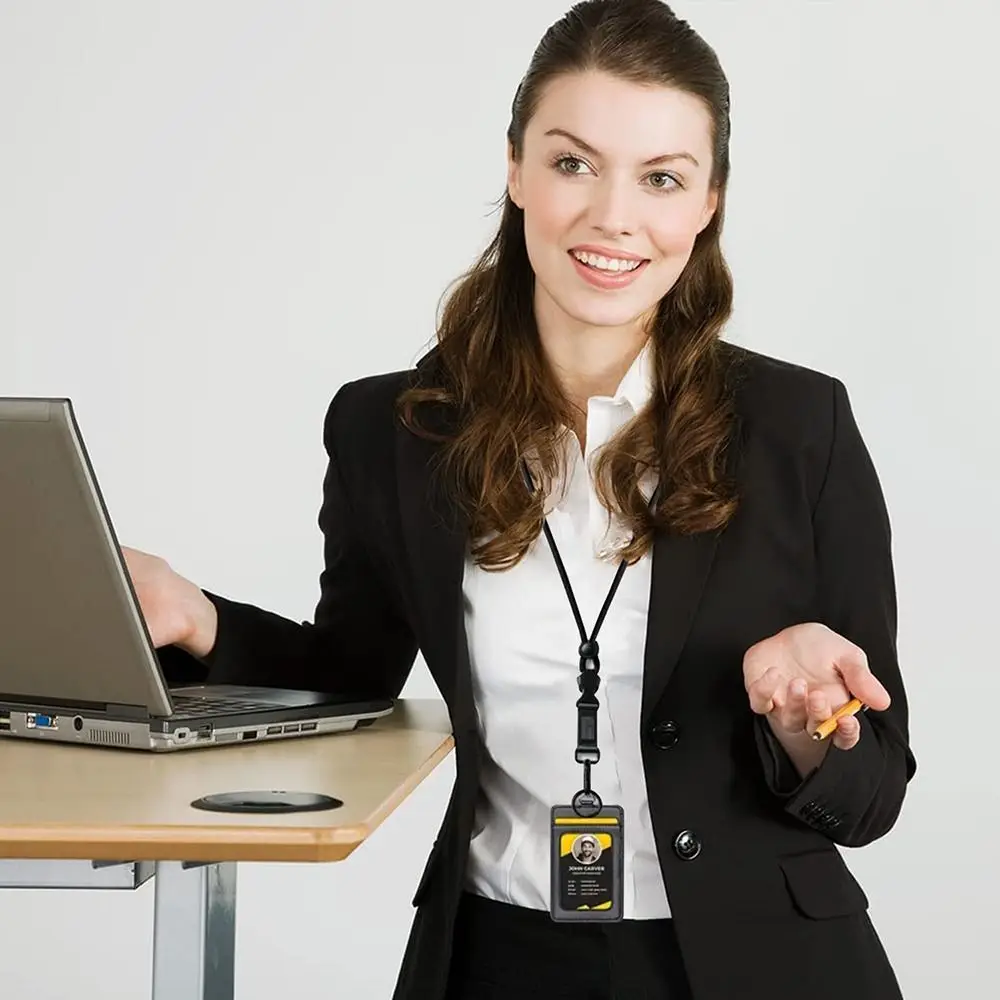 

Держатель для удостоверения личности, черная веревка для удостоверения личности, регулируемый сверхмощный ремешок для бейджа, шейный ремешок для женщин и мужчин