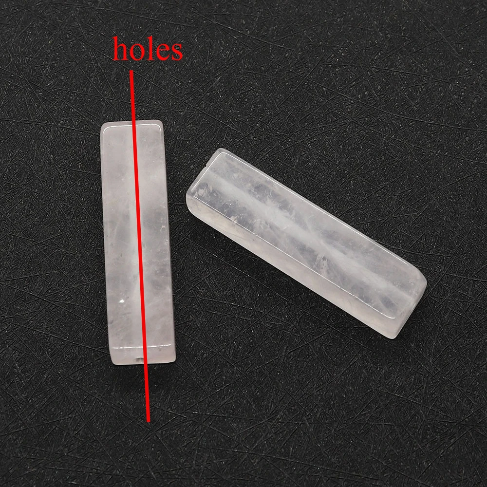 

Rectangle Natural Stone Pendant Polished Amazonite Labrarorite Straight-hole Loose Bead 1pc For DIY Classic Necklace Jewelry