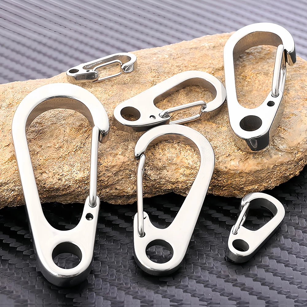 Stainless Steel Lobster Clasp Buckle Keychian Carabiners Outdoor Camping D-ring Backpack Buckles Key Chains Spring Snap Hooks