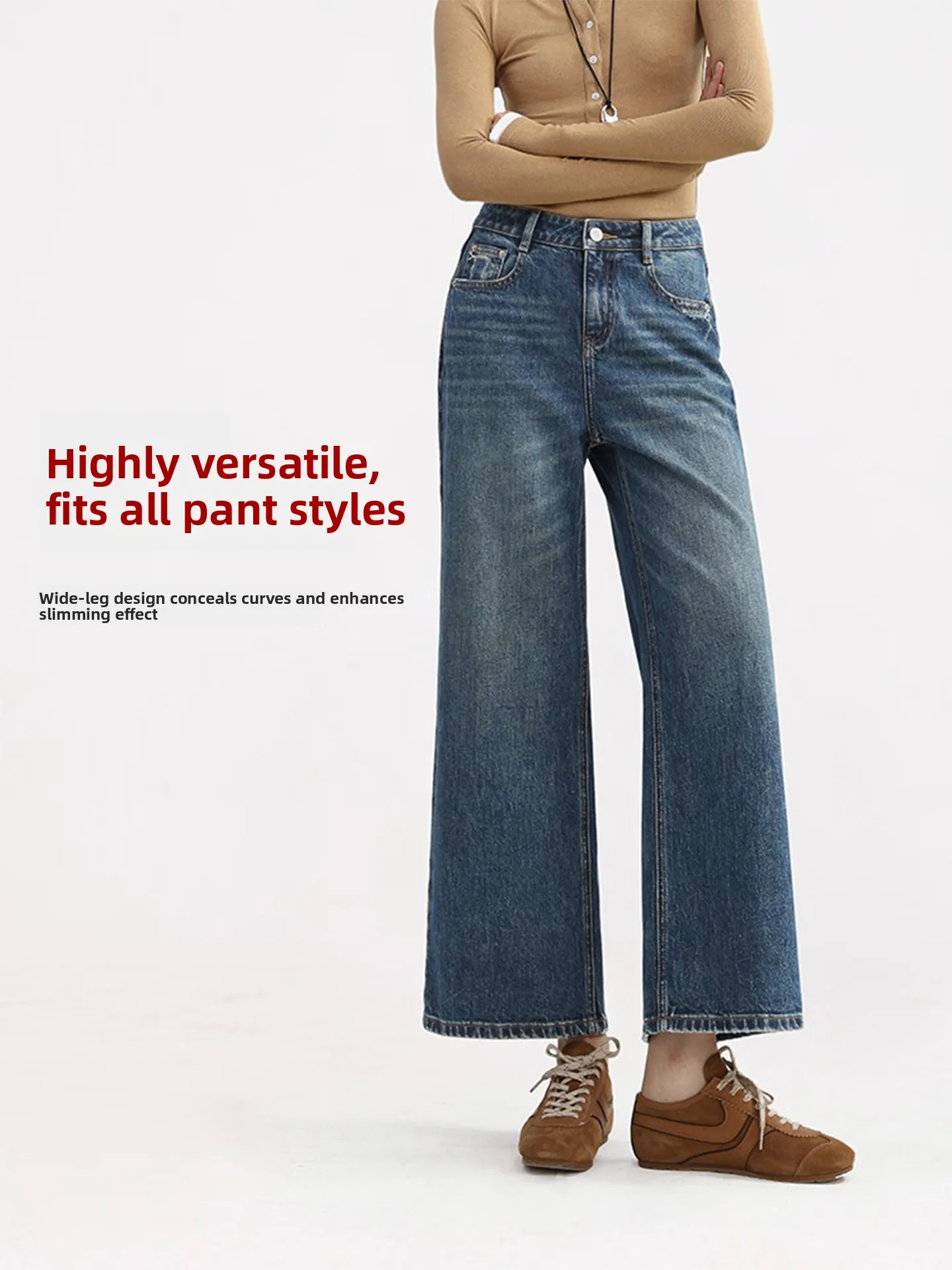 Idealne jeansy Bell Bot damskie, luźny krój, wysoki stan, bawełniany denim stretch, styl hippie, letnie, nowe, zakrywające, długość 7/8.