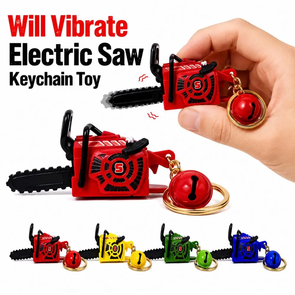 Creativity Plastic Electric Saw Keychain Pull Rope Handheld Power Saw Bag Pendant Realistic Portable Logging Saw Gift Key Decor