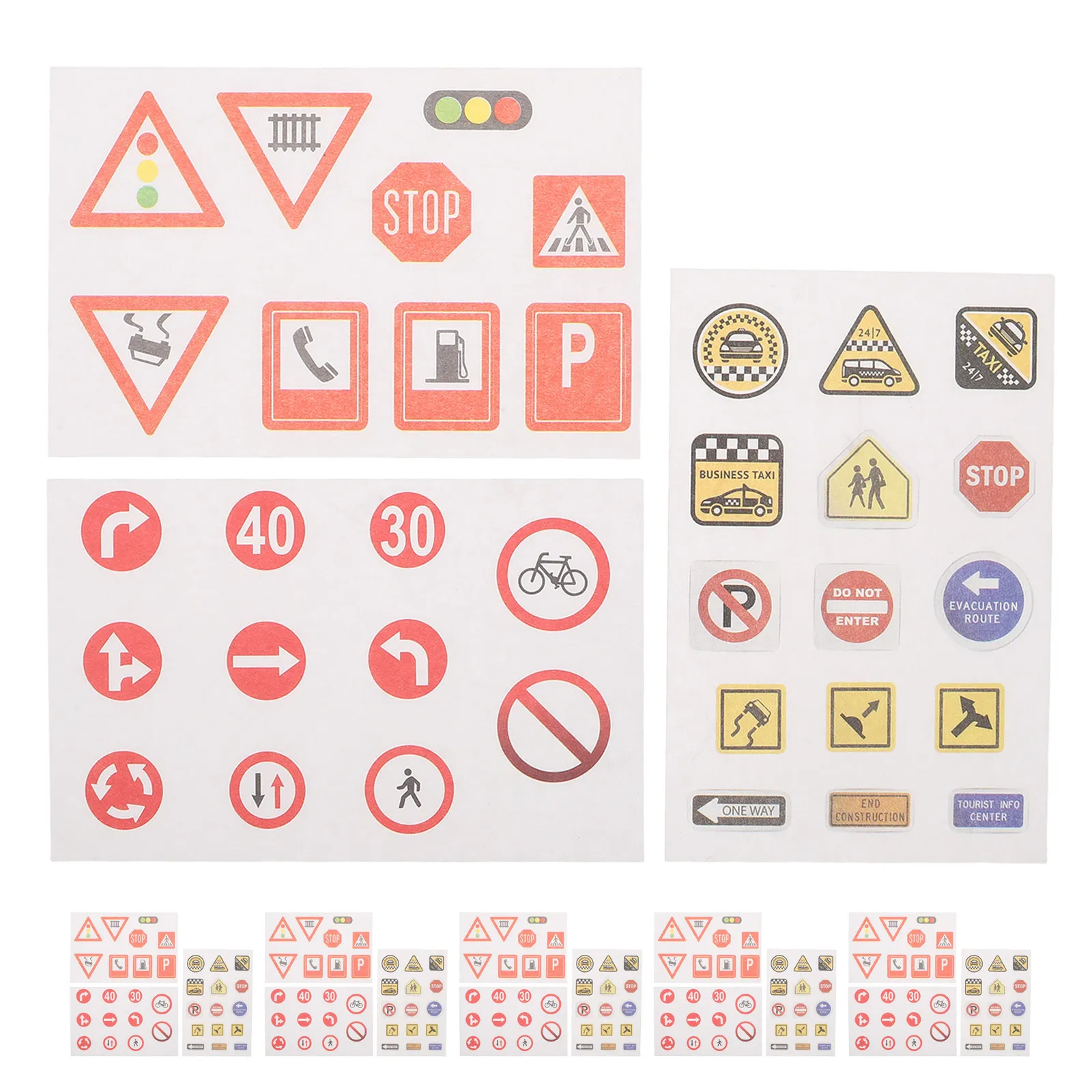 

30Pcs Traffic Signs Stickers Removable Peel Stick Transportation Road Decals Car Window Wall Classroom Decoration Road Safety