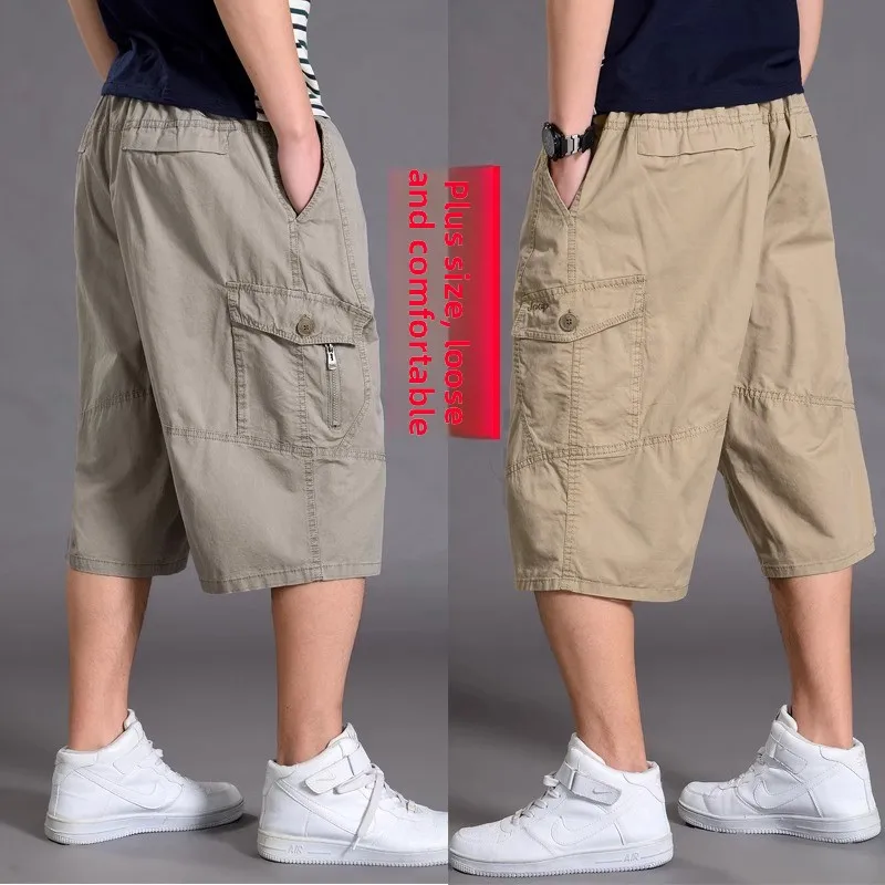 

Летние мужские повседневные тонкие брюки свободного кроя на семь футов, рабочая одежда больших размеров, удобный дышащий хлопок Faion Ci Sle