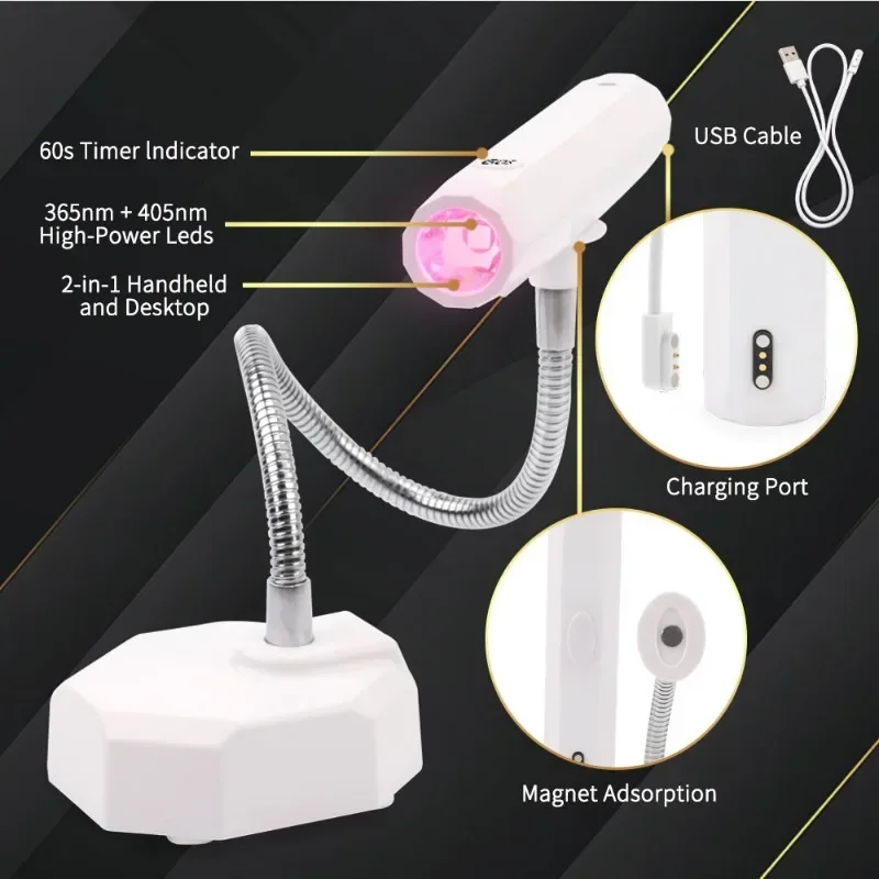 2-in-1 Desktop Smart Touch Sensing Nail Modeling Quick-drying Nail UV Hose Lamp Holder Lamp Bend Lamp Charge Nail Art Regularly