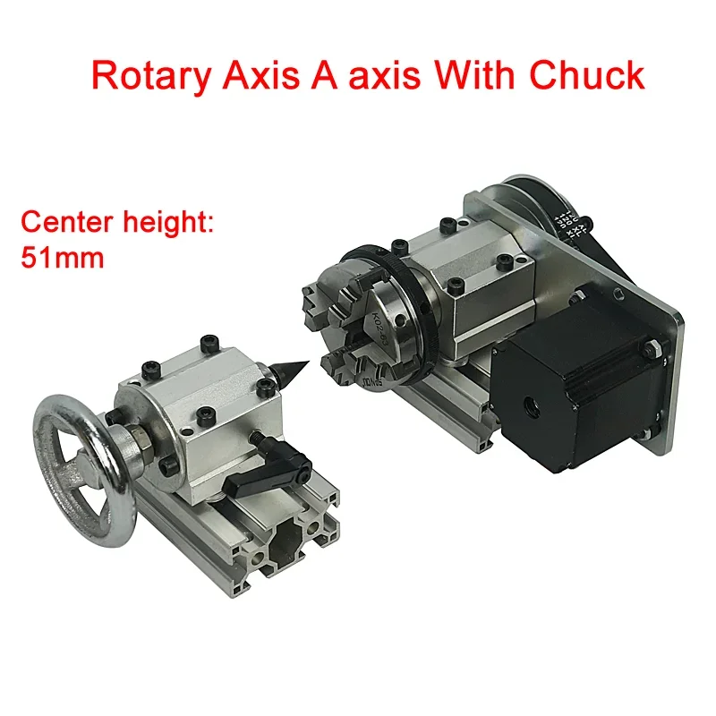 Rotary Axis  With Chuck For DIY CNC Router Wood Milling Machine  4th Axis Rotary Axis For  Mini CNC Router Machine