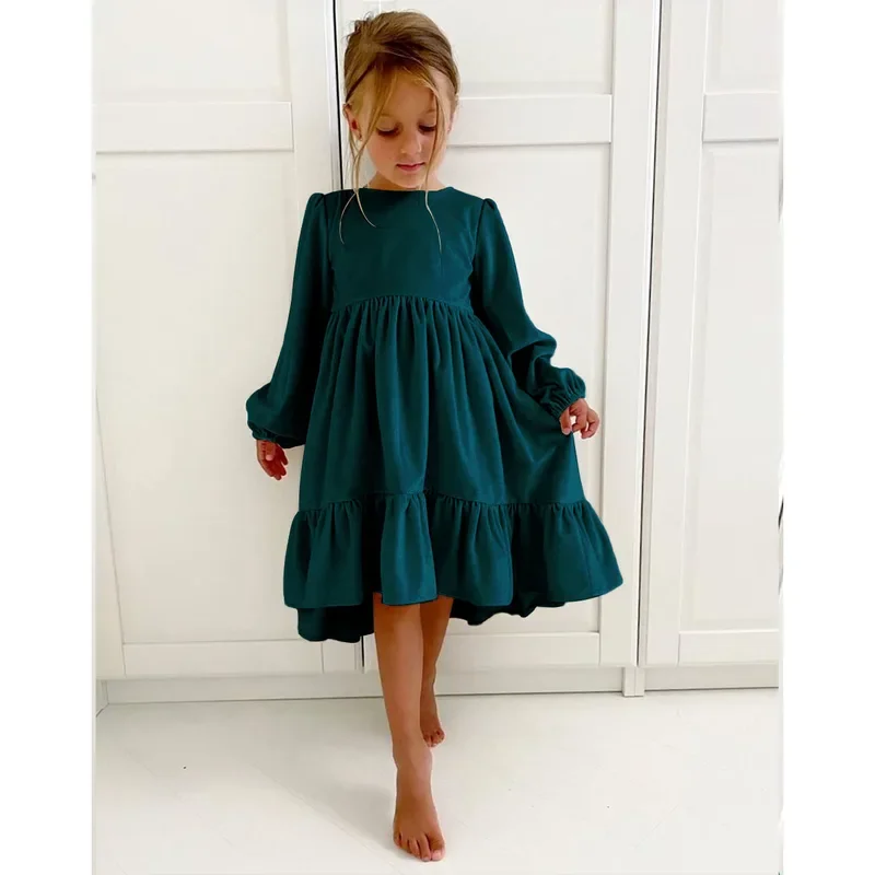 RT01 Vestido informal brillante para niñas pequeñas, Otoño/Invierno, manga larga, Navidad, Año Nuevo, vacaciones * JK2