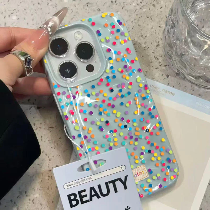 Niedliche Bunte Polka-Dot-Schutzhülle für iPhone 15 16 17 18 Pro Max Hüllen für iPhone 13 14 12 11 Plus Air Stoßfeste Abdeckung – Detail 6