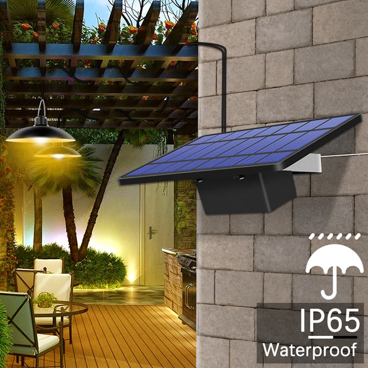 Solar Indoor Lamp 16 LED Solar Pendant Light Double Head Outdoor With Line Warm White Home Garden Yard for Camping Litwod