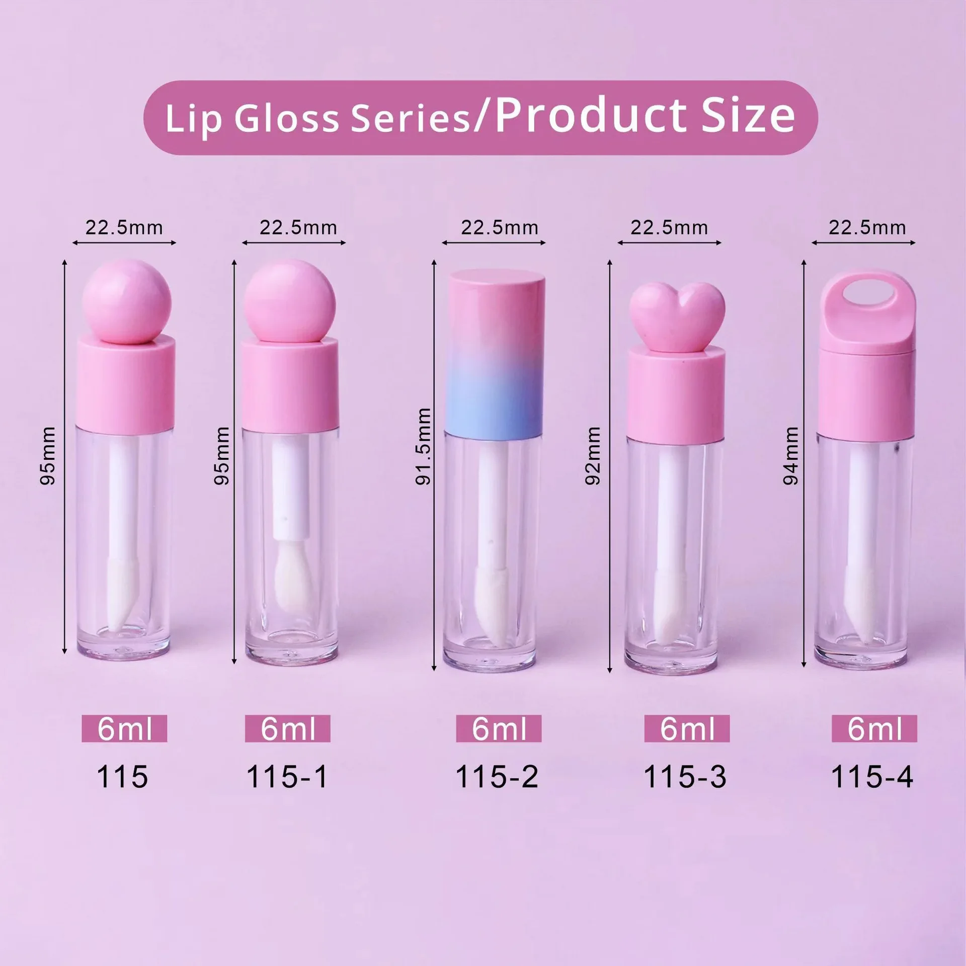6ml lege lipgloss buizen staaf container flessen lipgloss container buis grote toverstaf DIY unieke ronde hartvorm aangepast logo