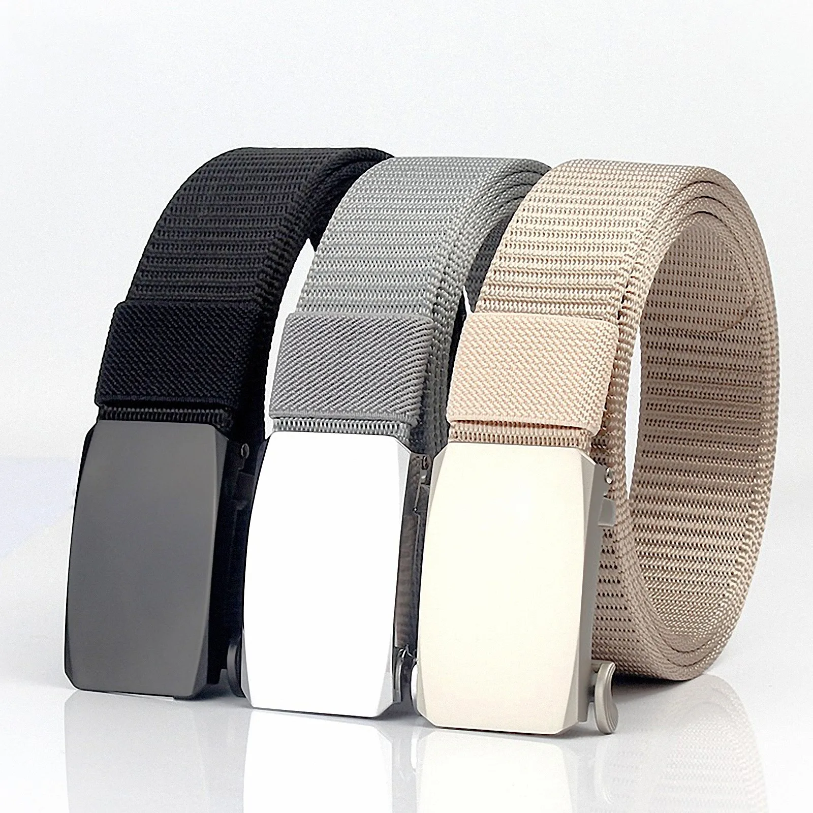 Men's Metal Buckle Nylon Belt Durable Outdoor Fashion Casual Golf Canvas Belts For Men Infinitely Free Adjustment Of Tightness 