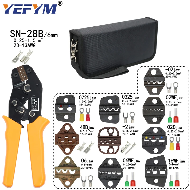 Alicate de crimpagem SN-28B 10 mandíbulas para TAB 2.8 4.8 6.3/C3 XH2.54 3.96 2510/tubo/terminais sem isolamento kit de braçadeira elétrica