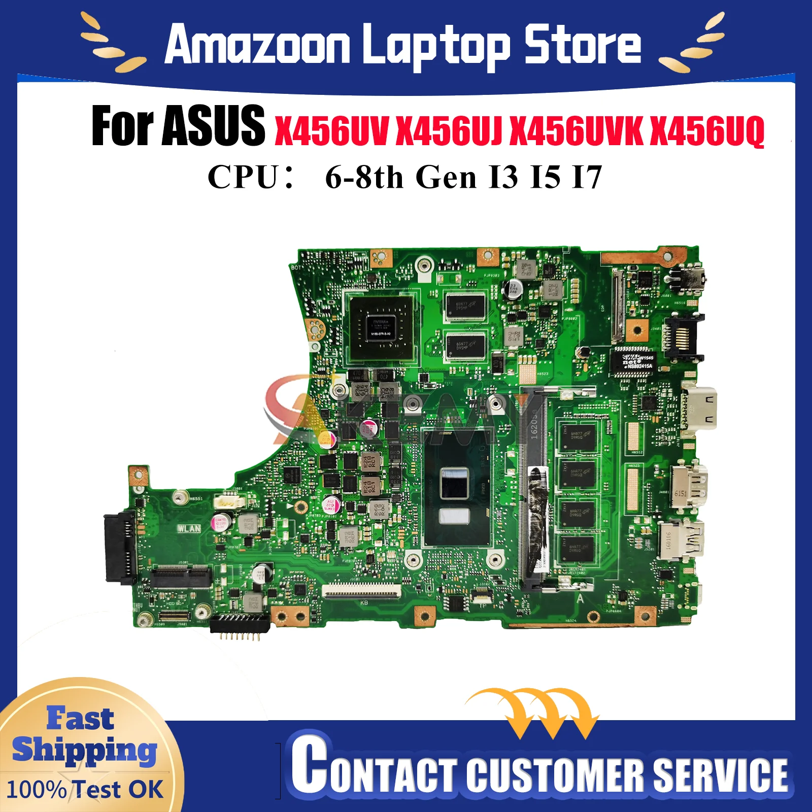 

X456UV Laptop Motherboard For ASUS X456UJ R457U X456UQK X456UB X456UQ X456UVK F456U X456UF X456UAK X456U Mainboard I3 I5 I7 CPU