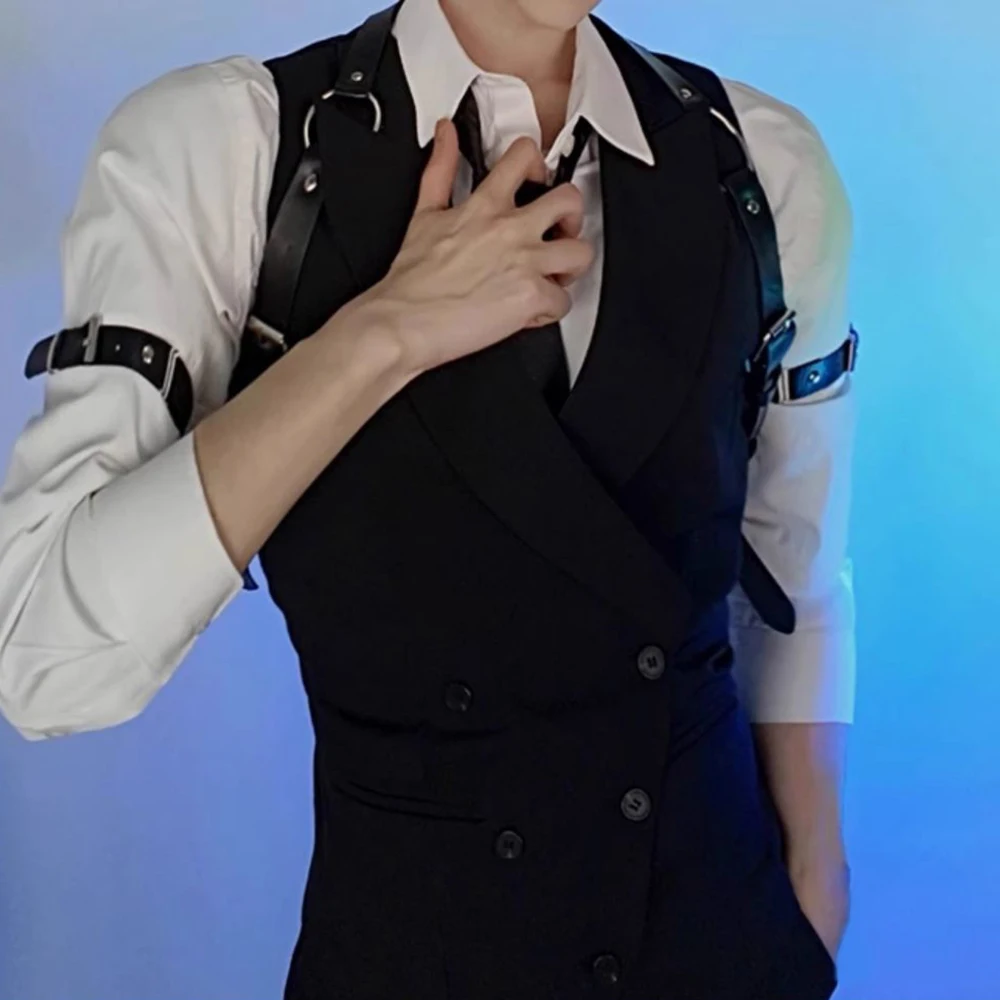 Mens Y2k Diagonal Button Vest Streetwear Fashion Nightclub Asymmetric Front City Boy Daily Stage Niche Youth Sleeveless Top 2026