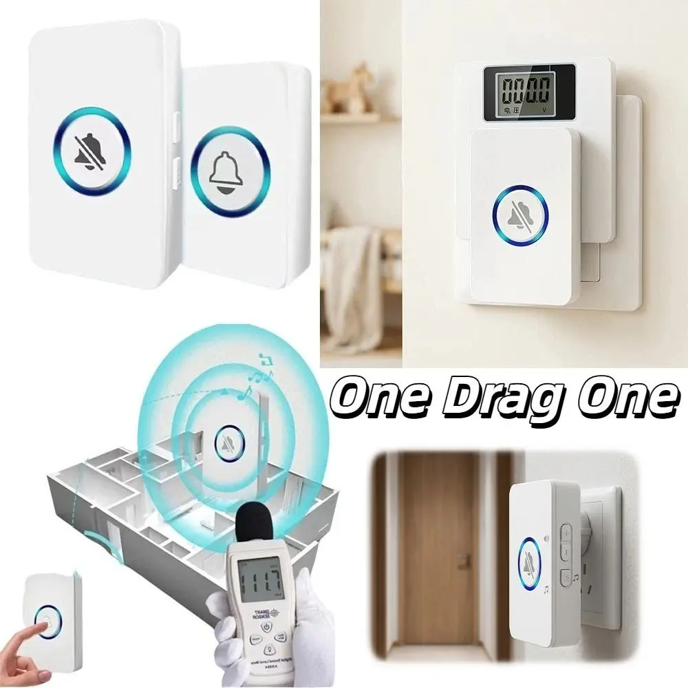 High Sound Wireless Doorbell Four Level Volume Adjustment Music Doorbell Long Range Doorbell Two Plugs One Drag One