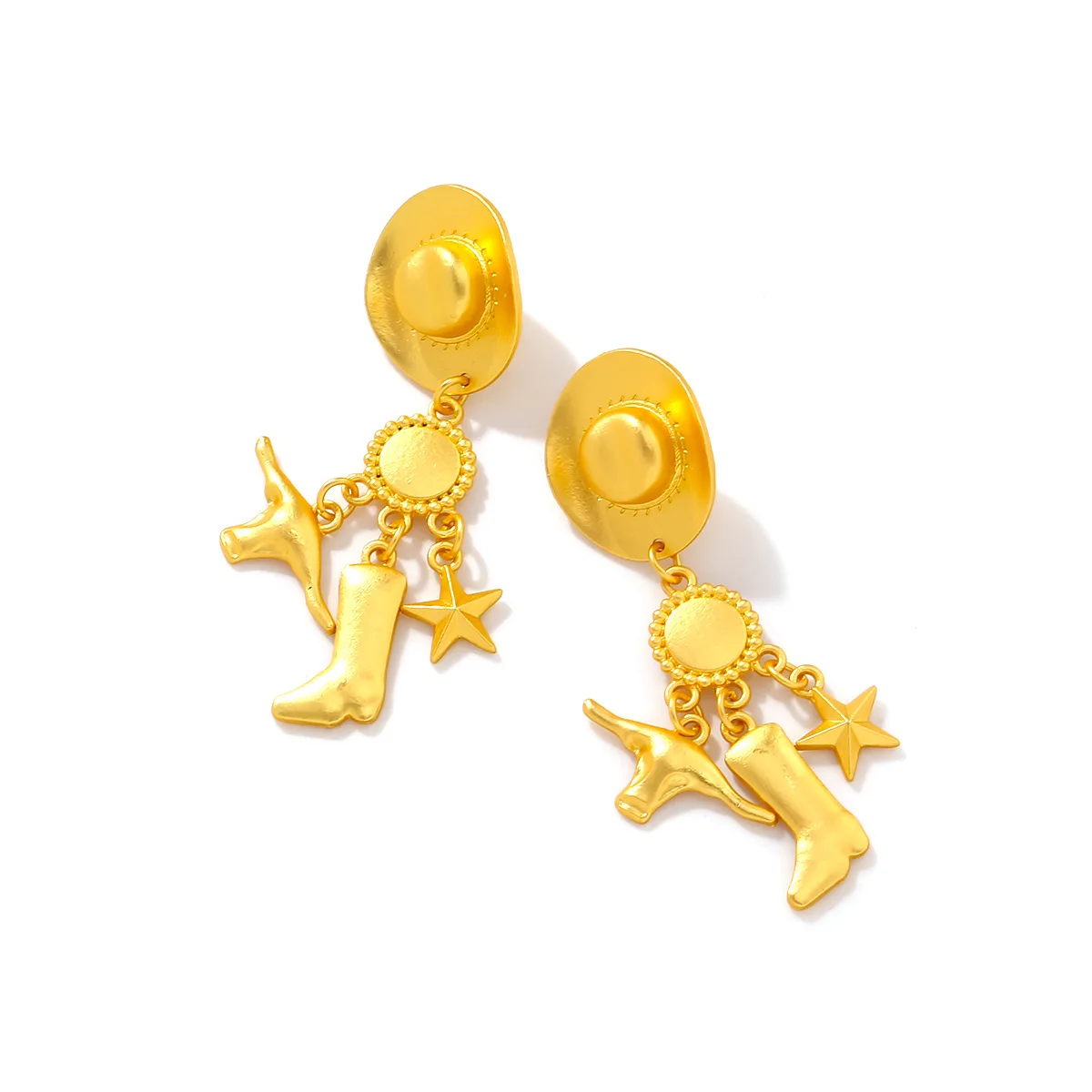 Creative long cowboy hat bull head boots pendant earrings personalized western style cowboy boots earrings women