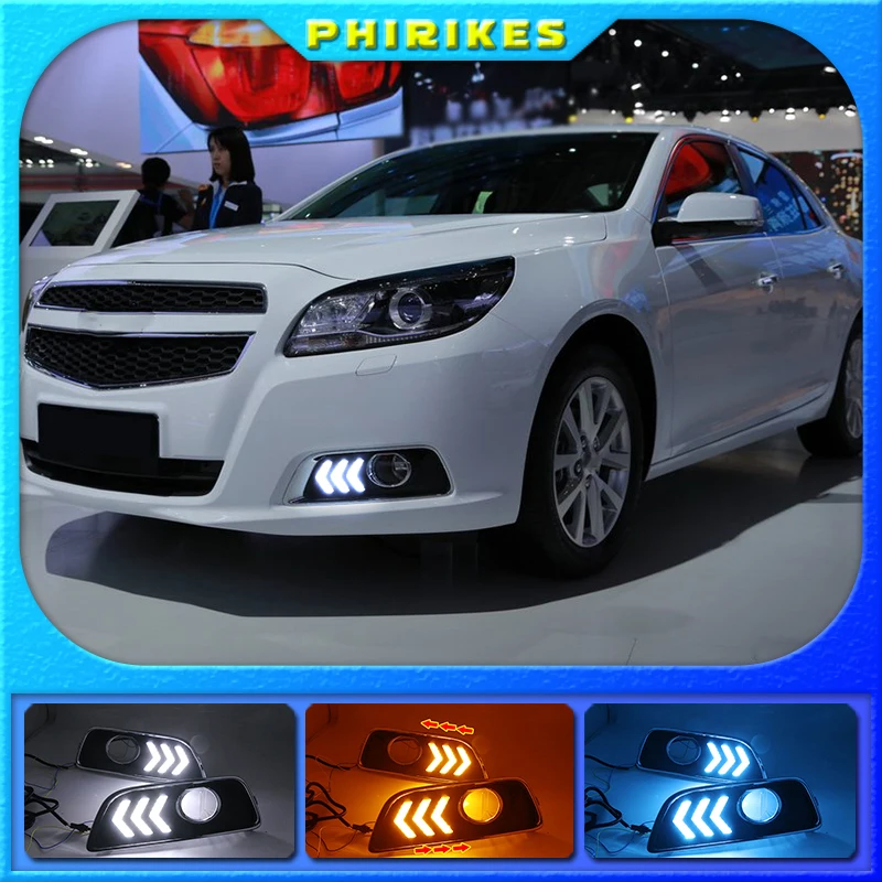 

2Pcs LED DRL Daytime Running Light For Chevrolet Malibu 2011 2012 2013 2014 2015 Car Styling with Fog Lamp hole Turning light